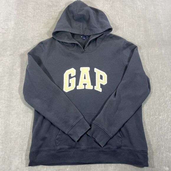 GAP Mens Large Navy and Neon Green Essentials Hoodie - Picture 1 of 7